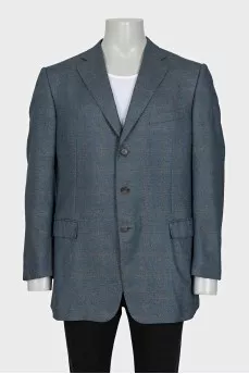 Men's cashmere and silk checkered jacket