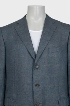 Men's cashmere and silk checkered jacket