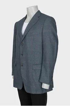 Men's cashmere and silk checkered jacket