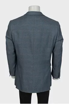 Men's cashmere and silk checkered jacket