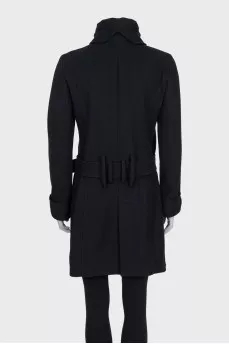 Black straight coat with a belt