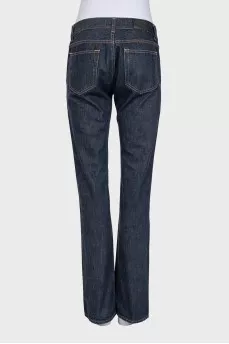 Dark blue high-waist jeans with pockets