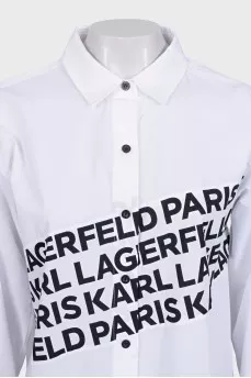 White shirt with a signature print