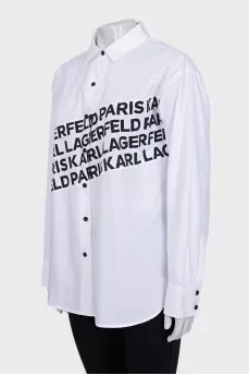 White shirt with a signature print