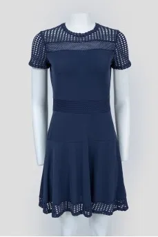 Navy blue dress with perforated inserts