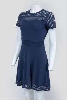 Navy blue dress with perforated inserts