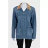 Denim jacket with corduroy collar