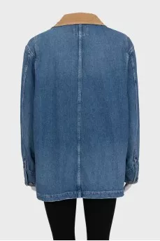 Denim jacket with corduroy collar