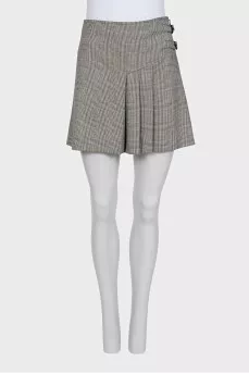 Gray plaid wool skirt