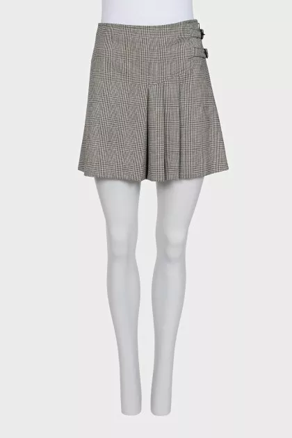 Gray plaid wool skirt