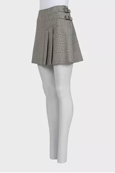 Gray plaid wool skirt