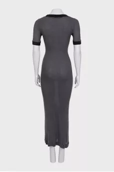 Bodycon dress with distressed collar