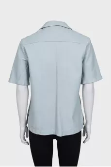 Light blue leather shirt with short sleeves