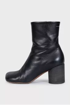 Black leather ankle boots with heels