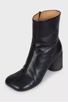 Black leather ankle boots with heels