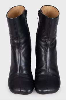Black leather ankle boots with heels
