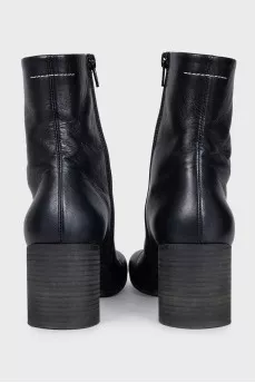 Black leather ankle boots with heels