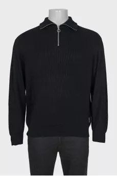 Men's black pullover with zipper
