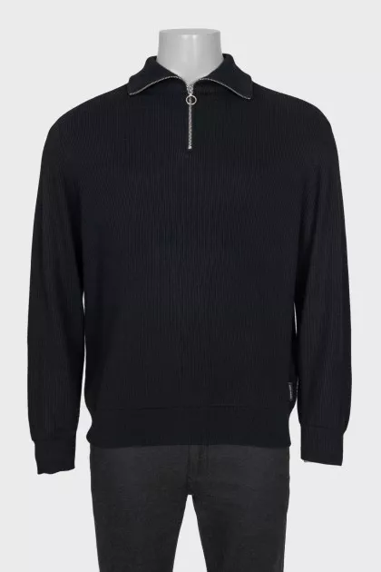 Men's black pullover with zipper