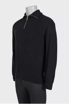 Men's black pullover with zipper