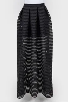 Perforated black maxi skirt