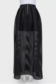 Perforated black maxi skirt