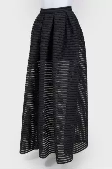 Perforated black maxi skirt