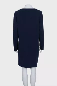 Blue straight-cut dress with logo