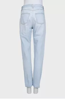 Blue jeans with branded embroidery