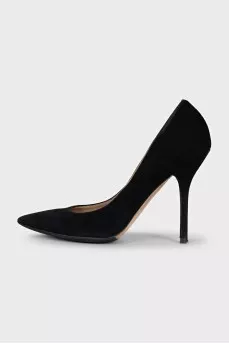 Black suede pumps