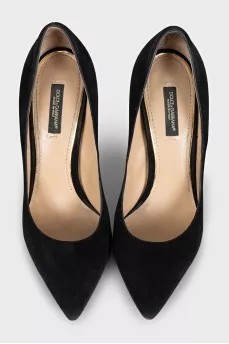 Black suede pumps