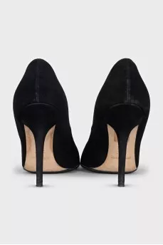 Black suede pumps