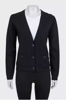 Black cardigan with accent buttons