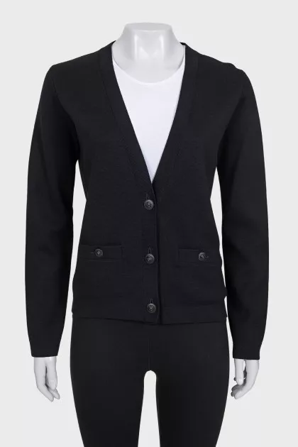 Black cardigan with accent buttons