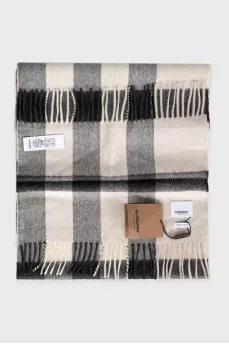 Checkered cashmere scarf with tag