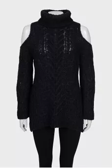 Black sweater with cutout shoulders