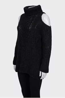 Black sweater with cutout shoulders