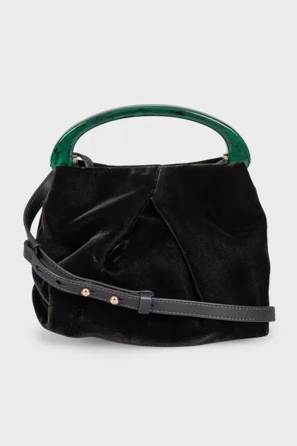 Velvet bag with accent handle