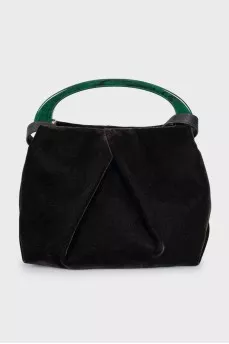 Velvet bag with accent handle
