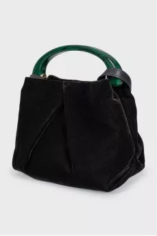 Velvet bag with accent handle