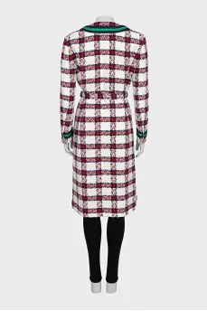 Checkered tweed coat