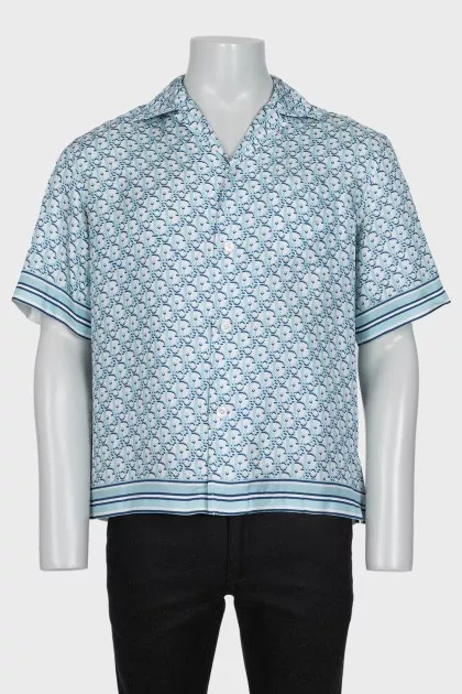 Men's silk shirt with signature print