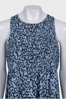 Blue A-line printed dress