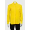 Yellow silk button-down blouse