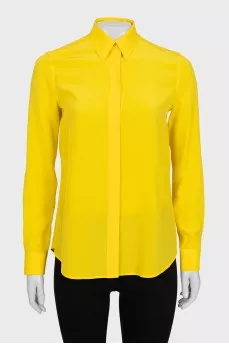 Yellow silk button-down blouse