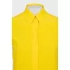Yellow silk button-down blouse