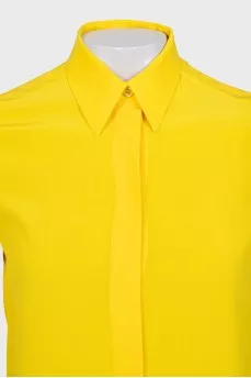 Yellow silk button-down blouse