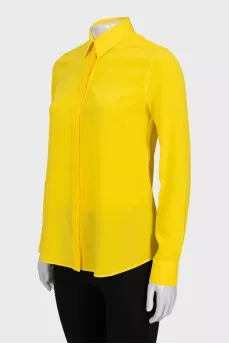 Yellow silk button-down blouse