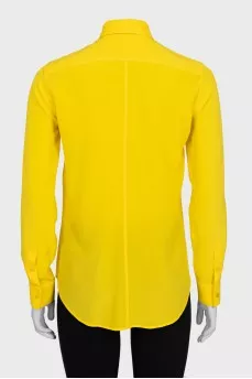 Yellow silk button-down blouse