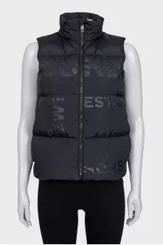 Down vest with logo print